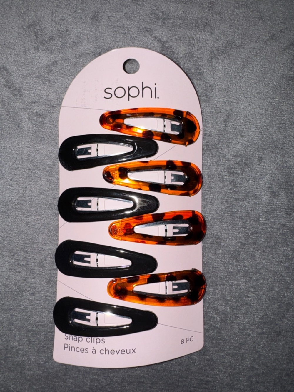 Sophi- NWT Black and Tortoiseshell Snap Hair Clips - 8 Pack